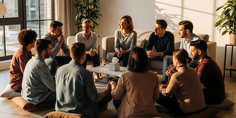 liberty group therapy people sitting around table